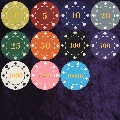 SAMPLE PACK of Numbered Card Suit chip 11.5gm