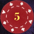 Red Card Suit chip 11.5gm Numbered 5