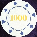 White Card Suit chip 11.5gm Numbered 1000