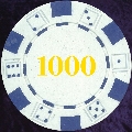 White Dice Chip 11.5gm Numbered 1000