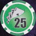 Green Twist 11.5gm Poker Chips Numbered 25