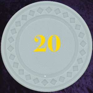 Light Grey plastic chips 4gm numbered 20 NEW