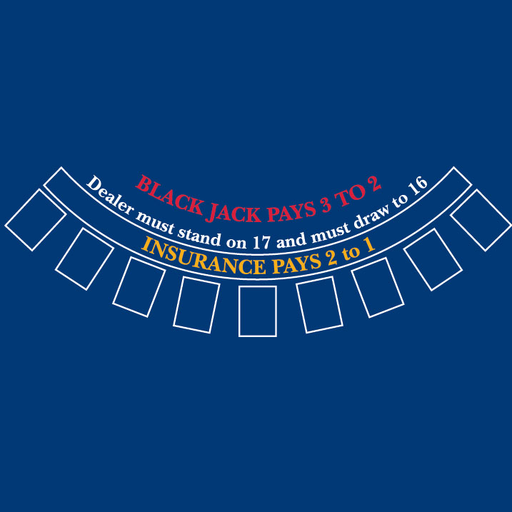 Blackjack Layout 190 x 120cm Dark Blue for 9 Players