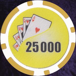 Yellow Twist 11.5gm Poker Chips Numbered 25 000
